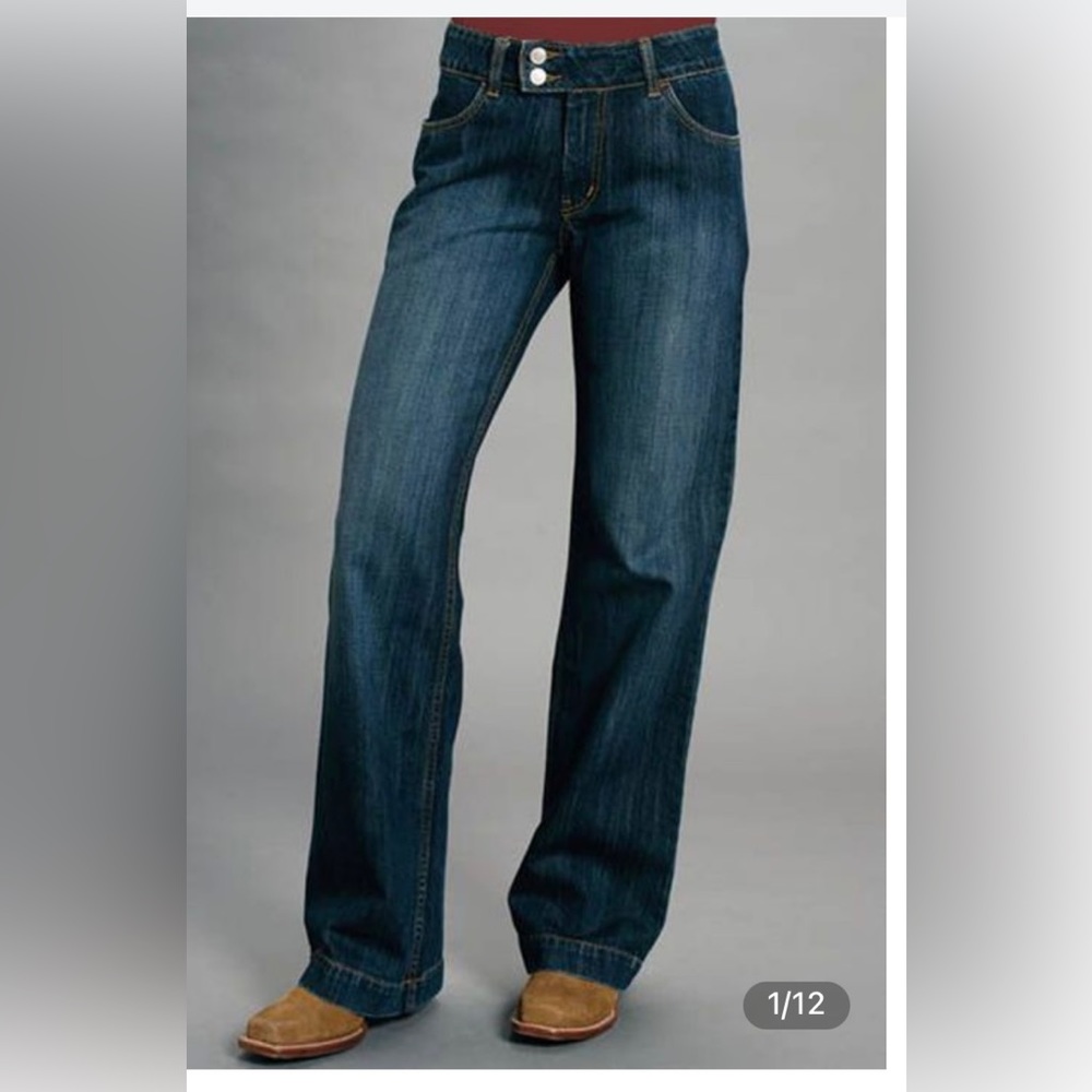 Flamingo Brand Womens Jeans, Size XL, Vintage Oblique Button Mid Waist Bootcut